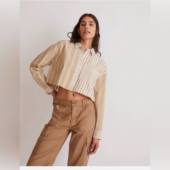 Madewell Women’s Modular Oversized Button-Up Shirt in Mixed Stripe - Picture 2 of 6